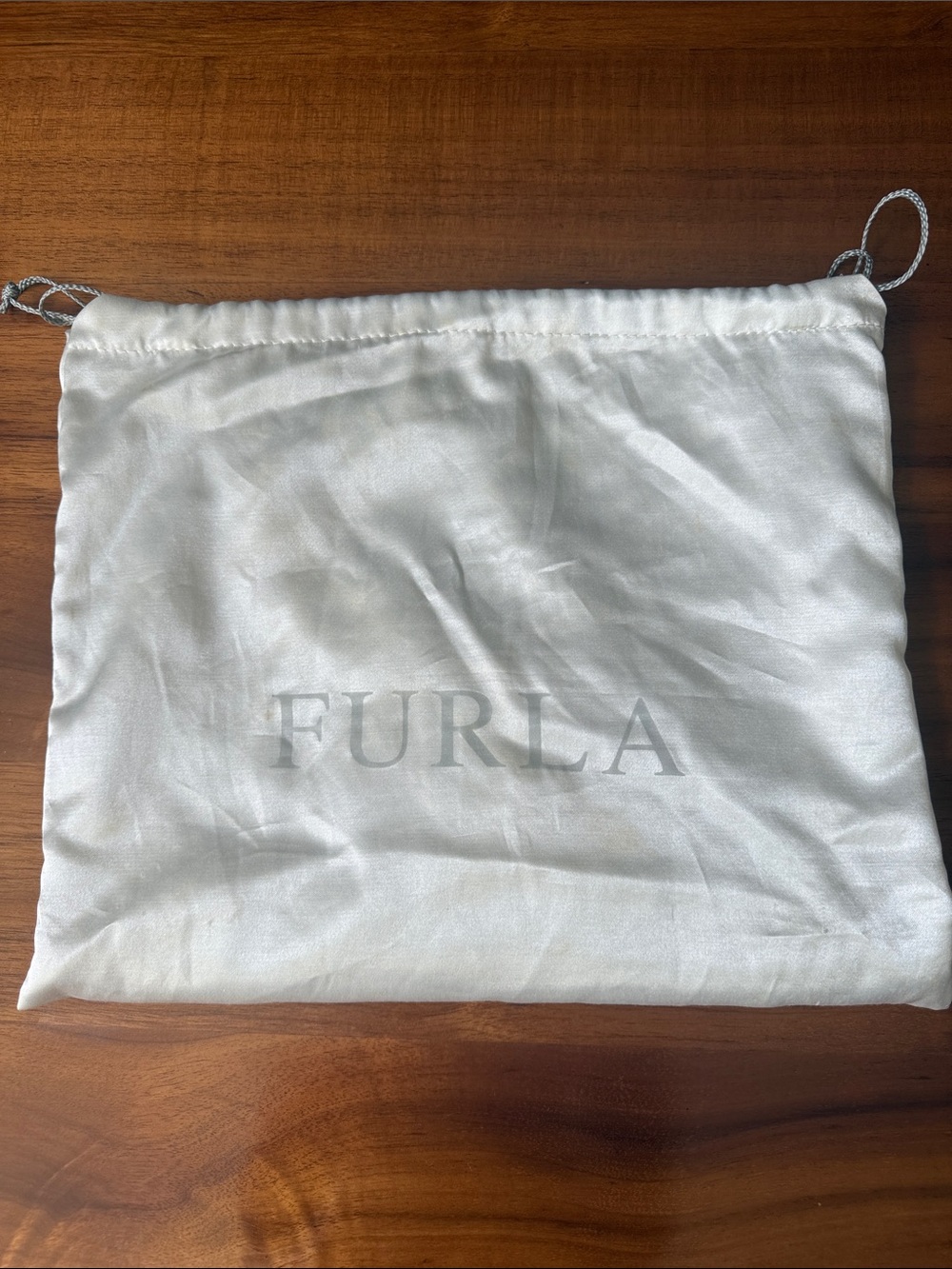Furla Cream Satin Drawstring Dust Pouch